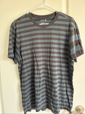 Stance Men's Short-Sleeve Striped Crew Tee — Gray & Blue